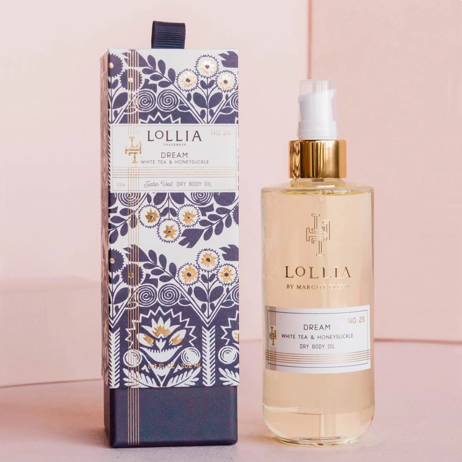 LOLLIA Dream Dry Body Oil, 6.8 Fl. Oz. – White Tea & Honeysuckle – Women’s Body Oil, Scented Body Oil, Moisturizing Body Oil, Dry Body Oil for Women, For All Skin Types