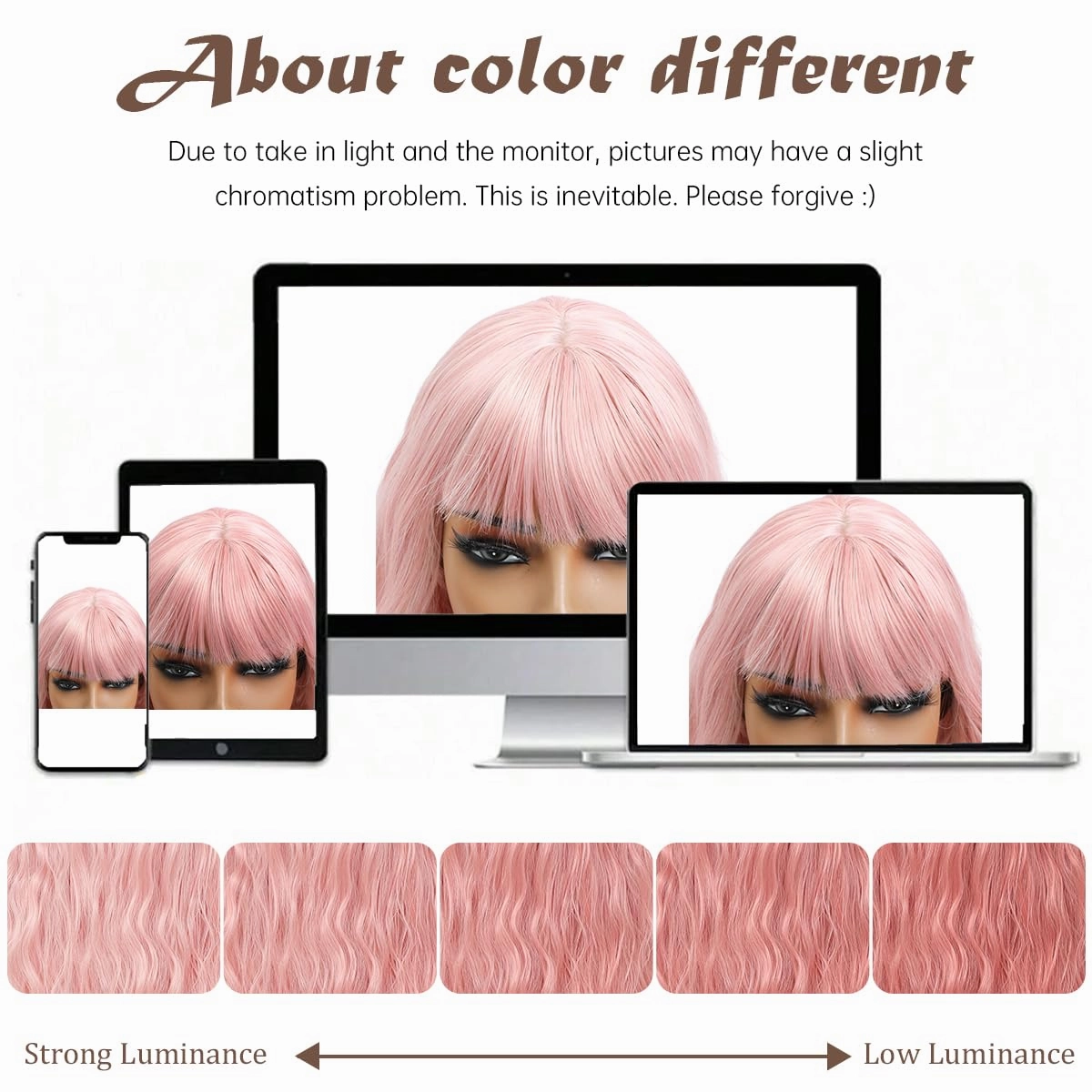 Long Wavy Wig with Bangs for Women,Long Pink Wig with Bangs, Natural Looking Synthetic Heat Resistant Hair, Wigs for Daily Party and Halloween (40 Inch)