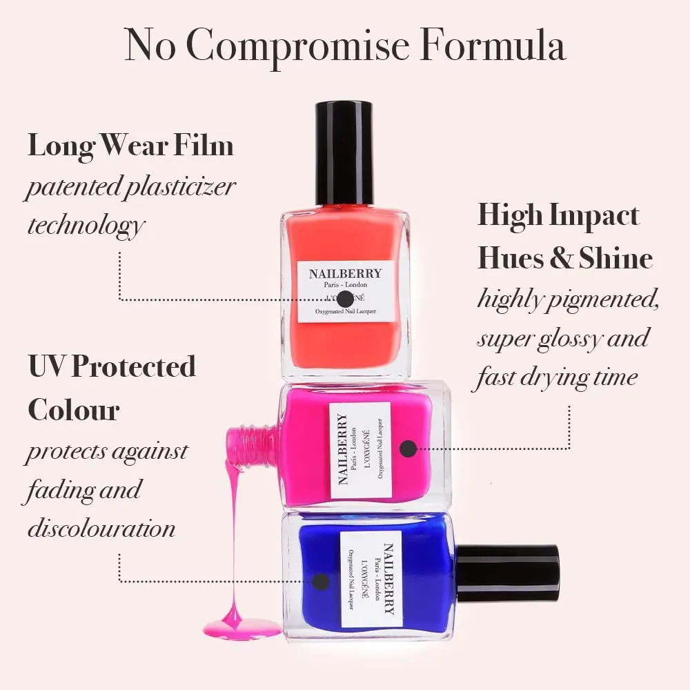 L'Oxygéné Oxygenated Nail Lacquer | A Touch Of Powder | Beige Pink Semi-Sheer Polish | UV Protected Long-Wear Nail Polish | 12-Free | Vegan | Certified Halal | Cruelty & Gluten Free | 15 ml