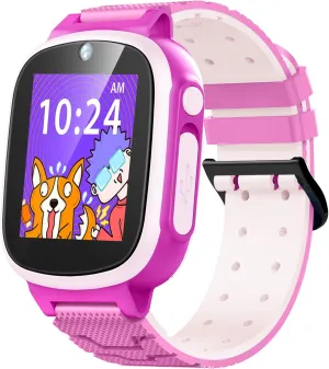 Luoba Kids Smart Watch Girls, Toys for 3-10 Year Old Girls Boys, 1.44 in Touchscreen with 20 Puzzle Games Camera Alarm Video Music Player, Toddler Birthday Gift Pink