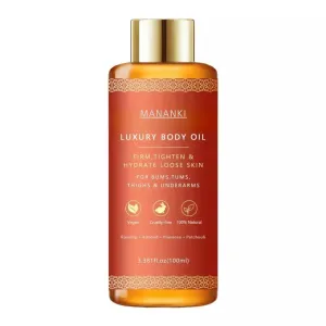 Luxury Body Oil, 3.38 fl oz, Natural Firming and Hydrating Oil for Loose Skin, Vegan Formula with Rosehip and Almond