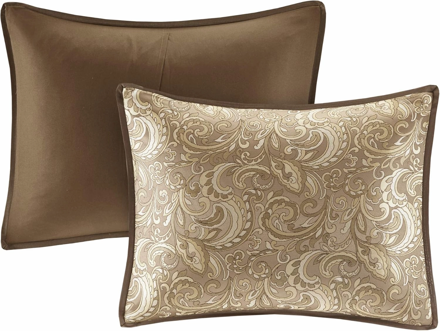 Madison Park Essentials Brystol 24 Piece Room in a Bag Faux Silk Comforter Jacquard Paisley Design Matching Curtains Down Alternative Hypoallergenic All Season Bedding-Set, King(104"x92"), Brown