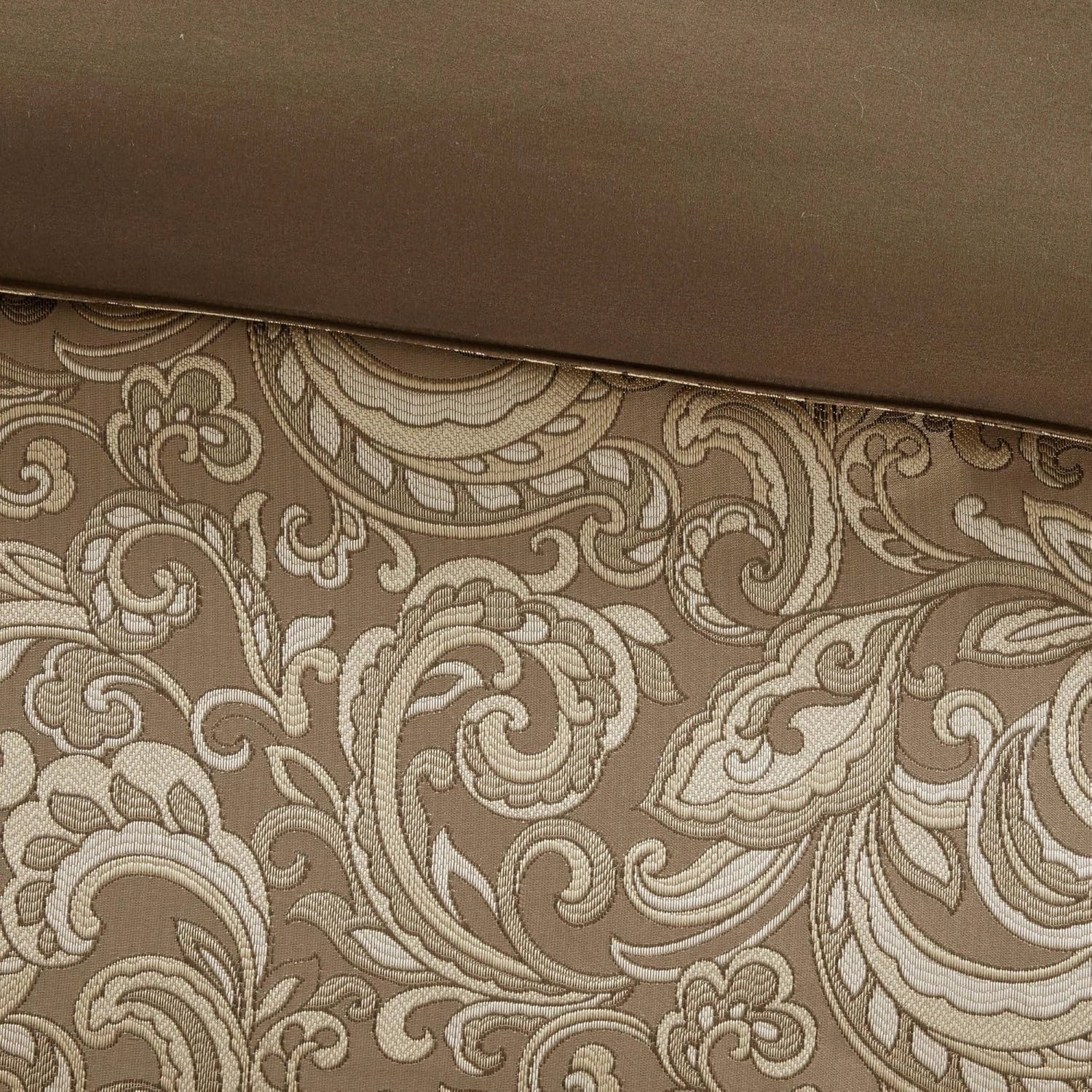 Madison Park Essentials Brystol 24 Piece Room in a Bag Faux Silk Comforter Jacquard Paisley Design Matching Curtains Down Alternative Hypoallergenic All Season Bedding-Set, King(104"x92"), Brown