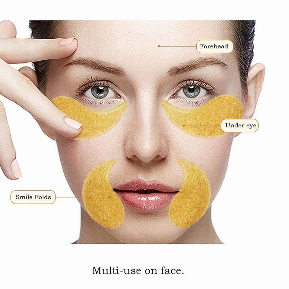 Magik 60-120Pcs Gold/Black Pearl/Seaweed Hydrogel Eye Patch Mask Gel Under Eye Pads (Gold, 2 Pack (120 Pcs))