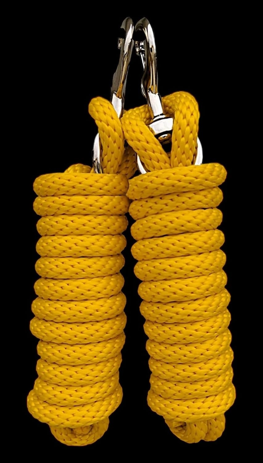 Majestic Ally Pack of 2 Solid Poly Lead Rope for Horses & Livestock – 10 Foot Long and 5/8 inch Thick - Replaceable Heavy-Duty Bolt Snap – Handmade – Soft, Broken in Feel (Yellow)