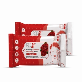 Makeup Remover & Cleansing Wipes | Paraben-Free | 25 Sheets for Refreshing, Cleansing Moisturizing & Soothing Skin (Pack of 2, Rose)