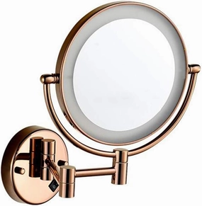 Makeup Vanity Mirror with Lights, Two-Sided Wall Mounted Beauty Mirror 3X Magnification Bathroom Mirror Extendable Cosmetic Mirror Powered by Plug,Go