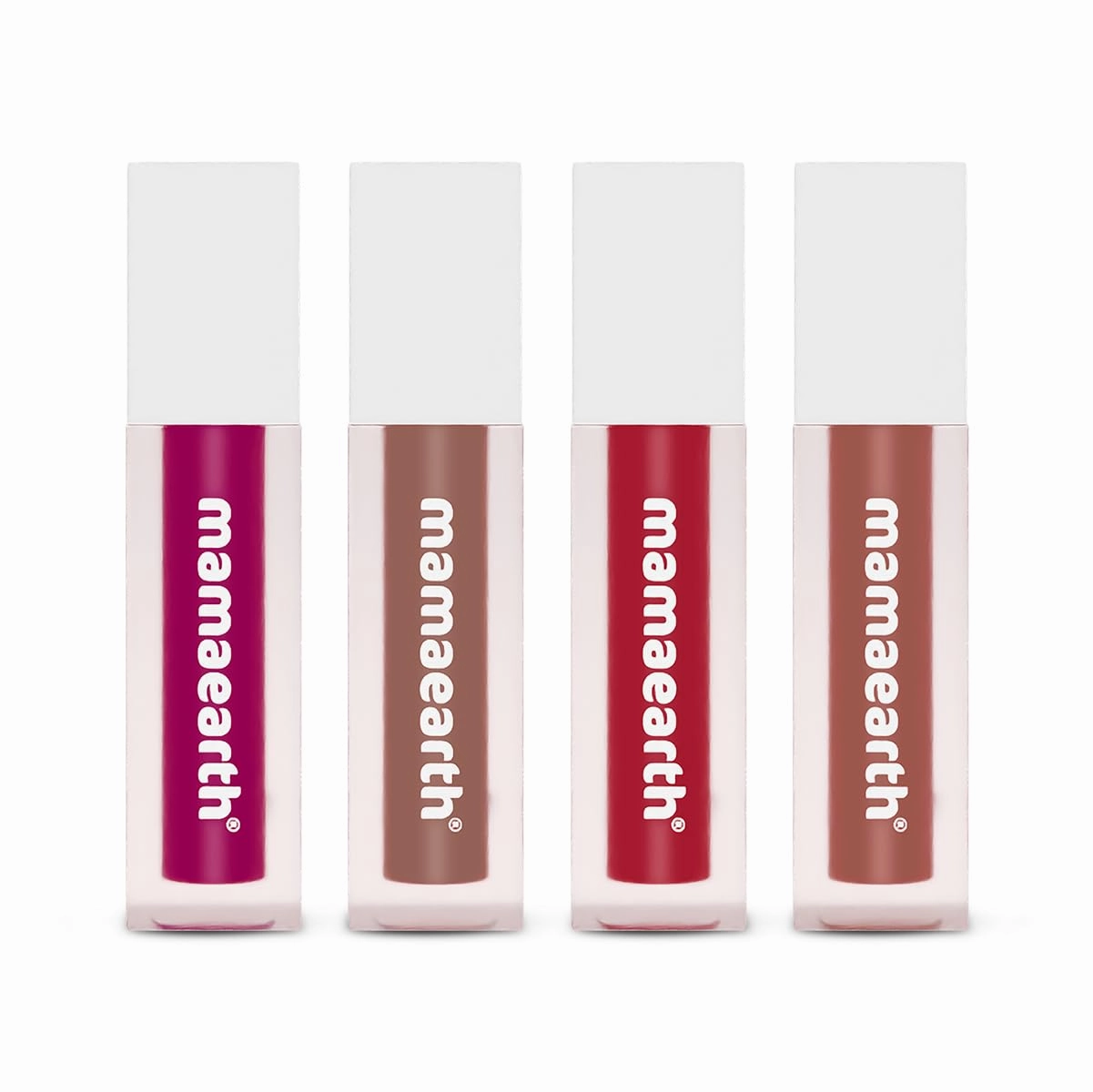 Mamaearth Feather Light Liquid Matte Mini Lipstick Set (1.2 ml X 4) 16-Hour Long Stay | Weightless & Non-Drying | Made Safe Certified