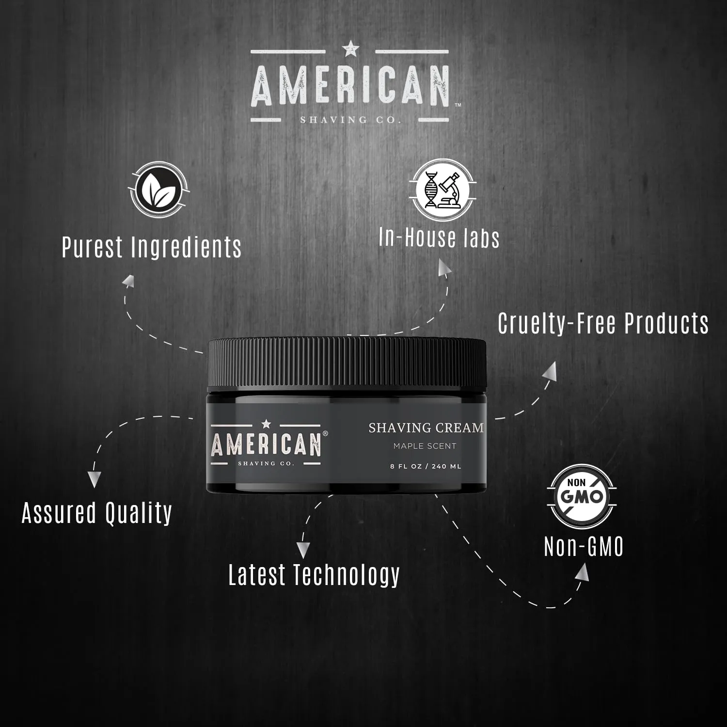 Maple Shaving Cream For Men 8 Oz, Made in USA, Easy Application, Quality Potent Ingredients, Non-GMO, GMP Certified, Cruelty-Free Products