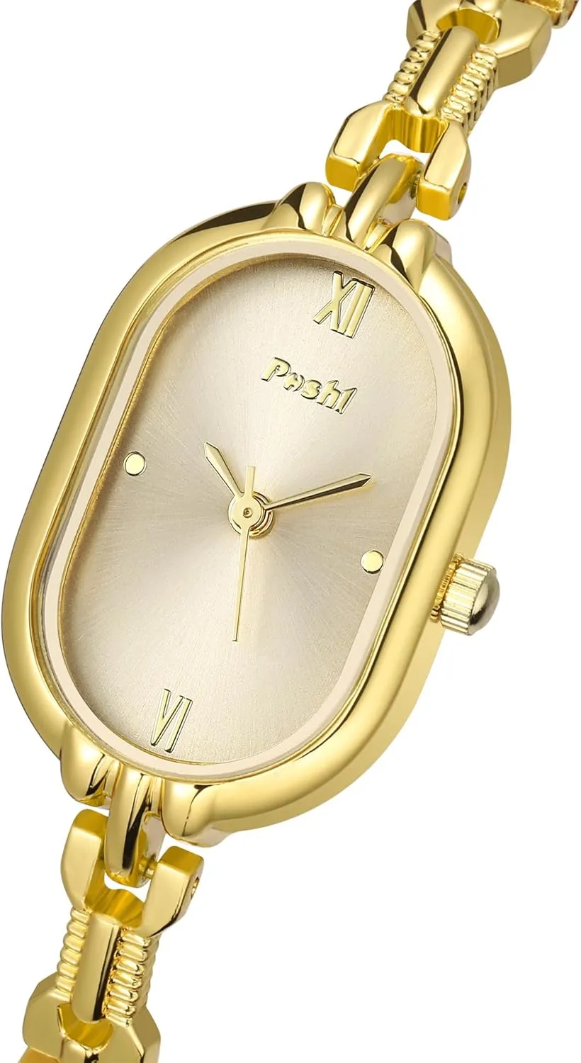 MASTOP Women's Gold Watch – Vintage Small Oval Bracelet Watch, Elegant Quartz Analog Wristwatch, Dainty Luxury Waterproof Timepiece for Women