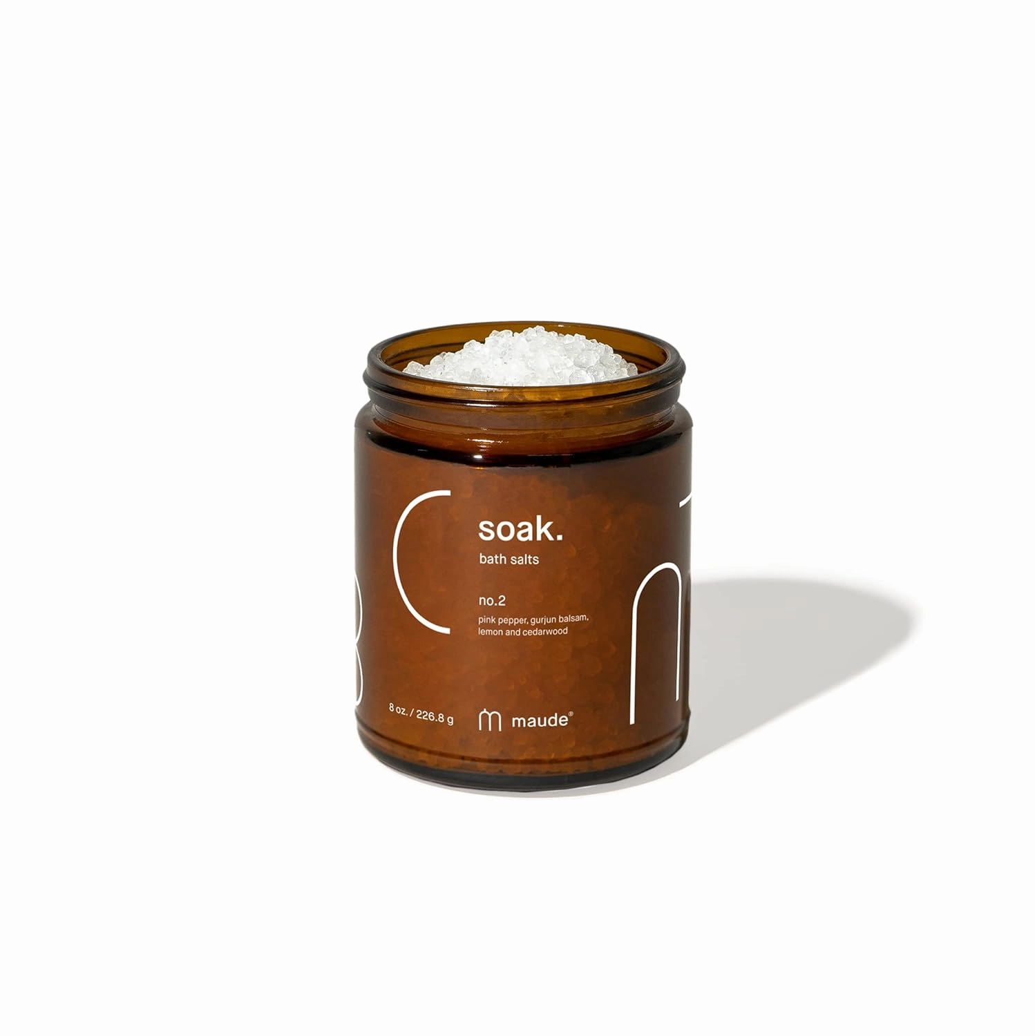 Maude Soak No. 2 - Nourishing Mineral Bath Salts - Hand-Harvested Dead Sea Salt with Magnesium & Potassium Chloride - Soften & Rejuvenate Skin - Notes of Pink Pepper & Lemon (8 oz)