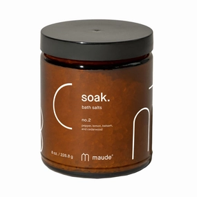 Maude Soak No. 2 - Nourishing Mineral Bath Salts - Hand-Harvested Dead Sea Salt with Magnesium & Potassium Chloride - Soften & Rejuvenate Skin - Notes of Pink Pepper & Lemon (8 oz)