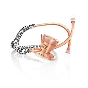 MDF Instruments Snow Leopard Rose Gold ProCardial Cardiology Stethoscope, Limited Edition Mprints, Lightweight Titanium, Adult, Dual Head, Snow Leopard Tube, Rose Gold Chestpiece-Headset, MDF797TSLRG