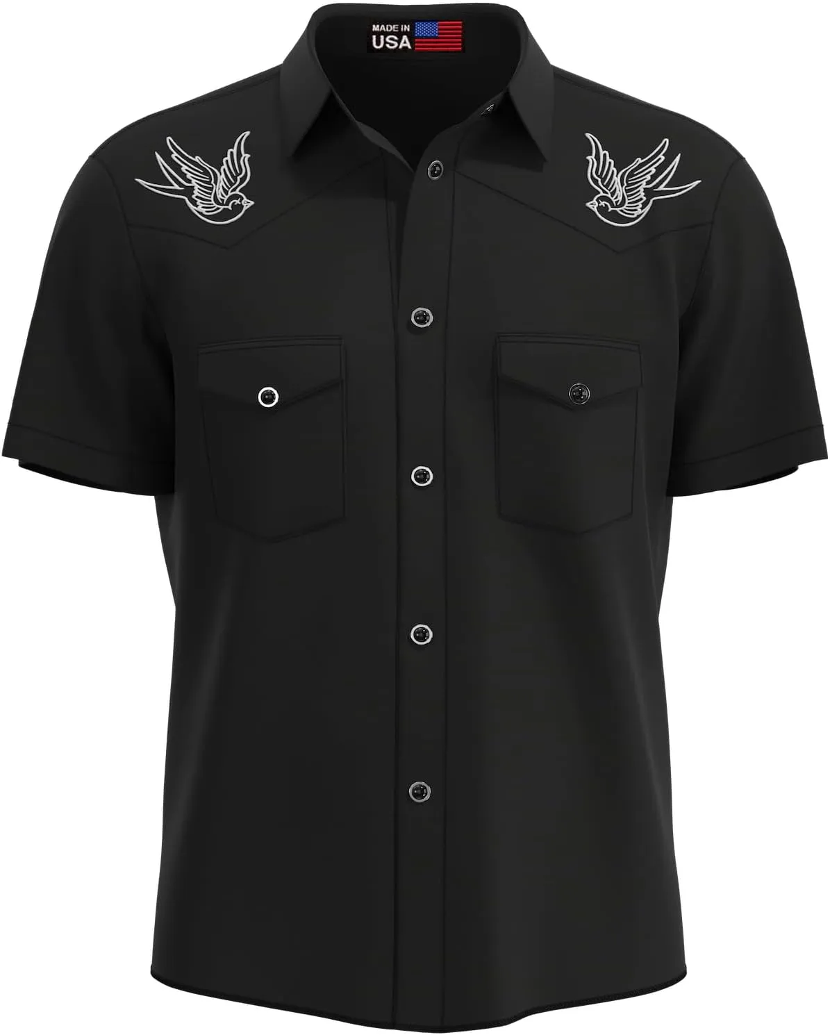 Men’s Rockabilly Short Sleeve Button Down ~ Skull and Rose, Sparrows or Hard Luck