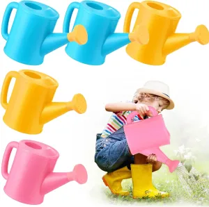 Meooeck 6 Pieces Watering Can with Handles for Kids Beach Garden Plastic Watering Can Toddler Watering Can for Boys Girls Gardening Play Time Practical Use, Yellow, Pink, Blue