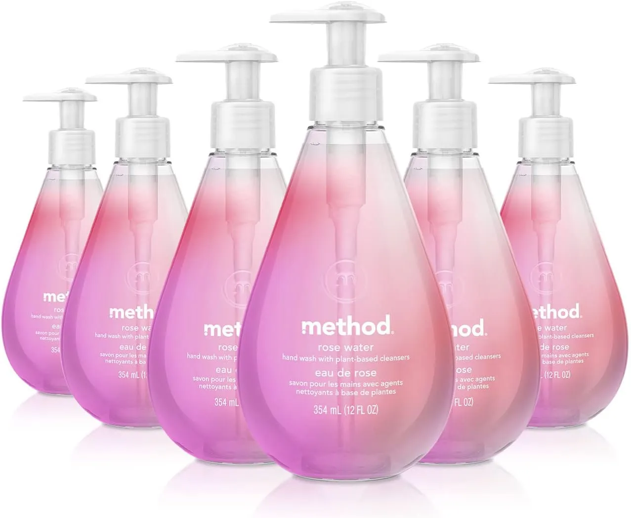 Method Gel Hand Wash, Rose Water, Biodegradable Formula, 12 fl oz (Pack of 6)