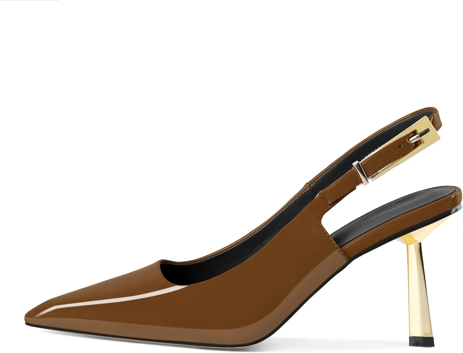 Mettesally Women's Slingback Stiletto High Heels Square Toe Metal Buckle Patent Pumps Formal Fashion Stylish Dress Shoes for Women