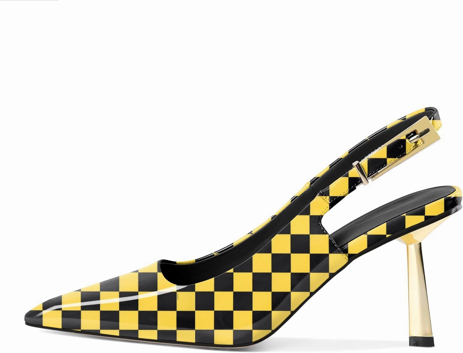 Mettesally Women's Slingback Stiletto High Heels Square Toe Metal Buckle Patent Pumps Formal Fashion Stylish Dress Shoes for Women