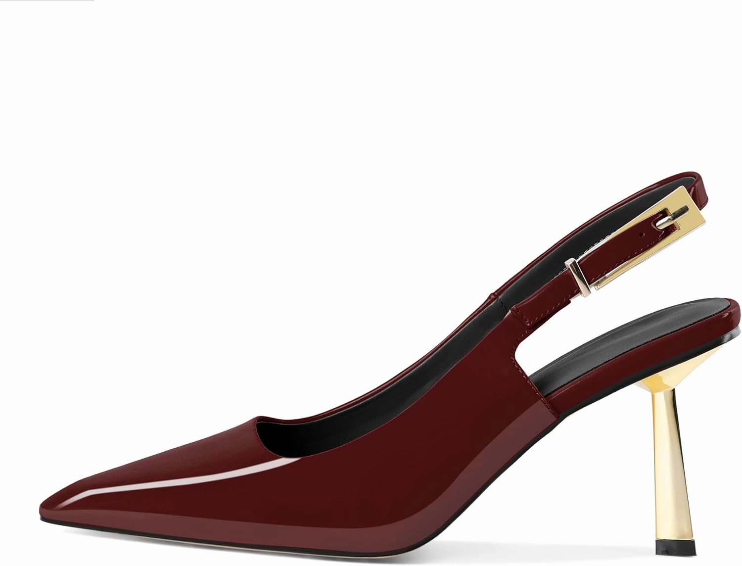 Mettesally Women's Slingback Stiletto High Heels Square Toe Metal Buckle Patent Pumps Formal Fashion Stylish Dress Shoes for Women