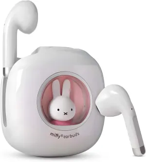 MIPOW x Miffy 2025 New Model BT5.3 Wireless Earbuds | Bunny Design IPX7 | 36H Playtime w/Case | AI ENC Noise Canceling | Sport/Work Earphones (Pastel Pink)