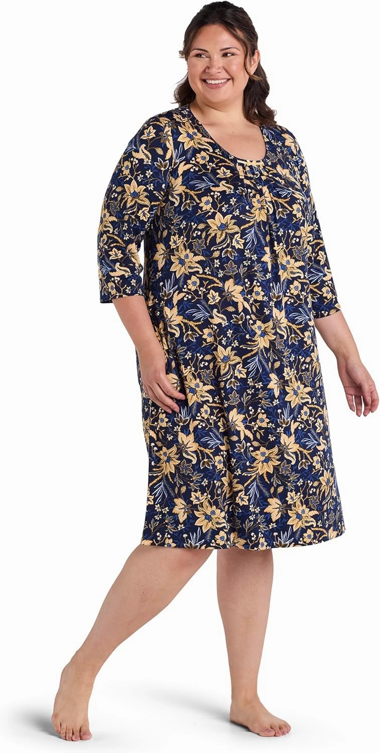 Miss Elaine Long Nightgown, Soft Jersey Knit with Pockets, Women's Sleepwear & Loungewear