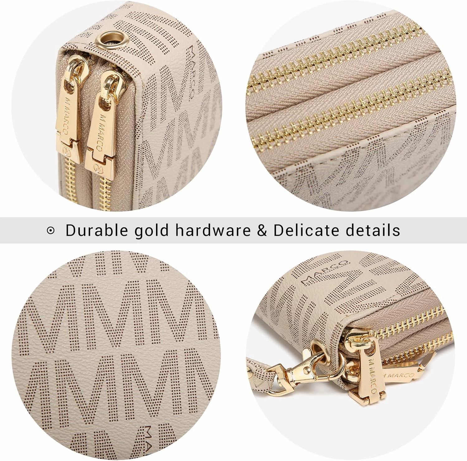 MKP COLLECTION Womens Fashion Double Zip Around Wallet Long Purse Credit Card Holder Bifold Ladies Cluth Wristlet Wrist Strap