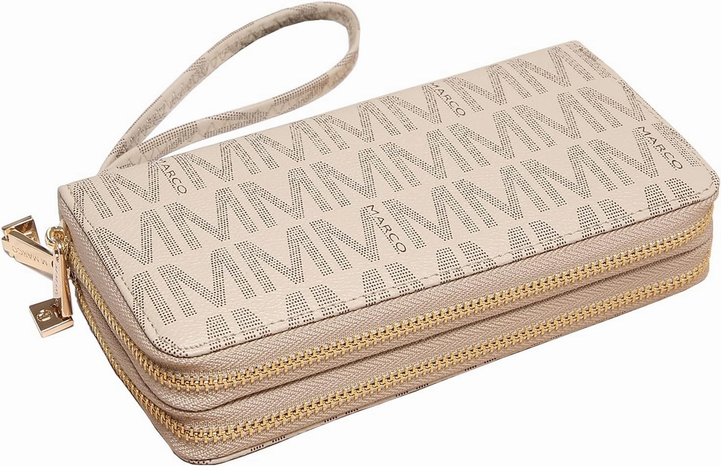 MKP COLLECTION Womens Fashion Double Zip Around Wallet Long Purse Credit Card Holder Bifold Ladies Cluth Wristlet Wrist Strap