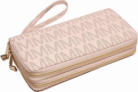 MKP COLLECTION Womens Fashion Double Zip Around Wallet Long Purse Credit Card Holder Bifold Ladies Cluth Wristlet Wrist Strap