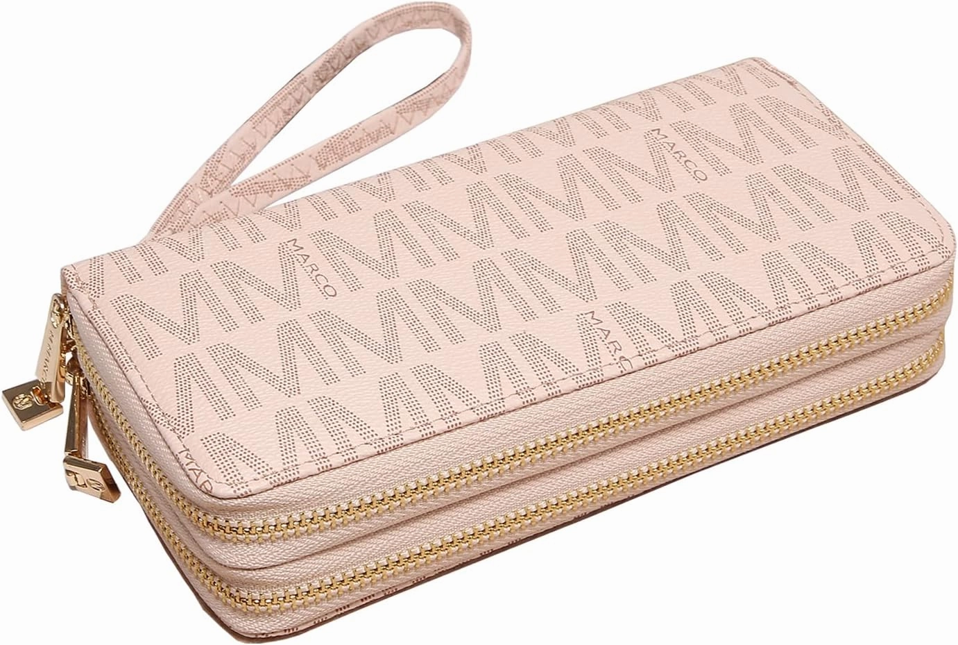 MKP COLLECTION Womens Fashion Double Zip Around Wallet Long Purse Credit Card Holder Bifold Ladies Cluth Wristlet Wrist Strap