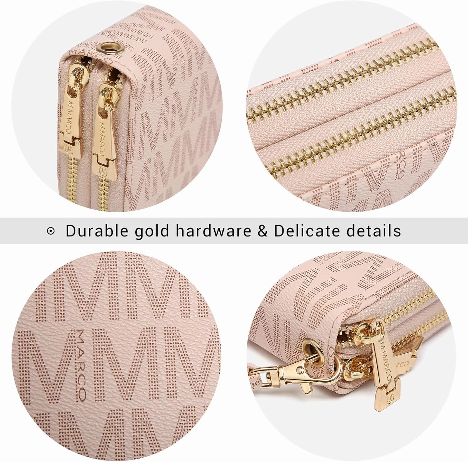 MKP COLLECTION Womens Fashion Double Zip Around Wallet Long Purse Credit Card Holder Bifold Ladies Cluth Wristlet Wrist Strap