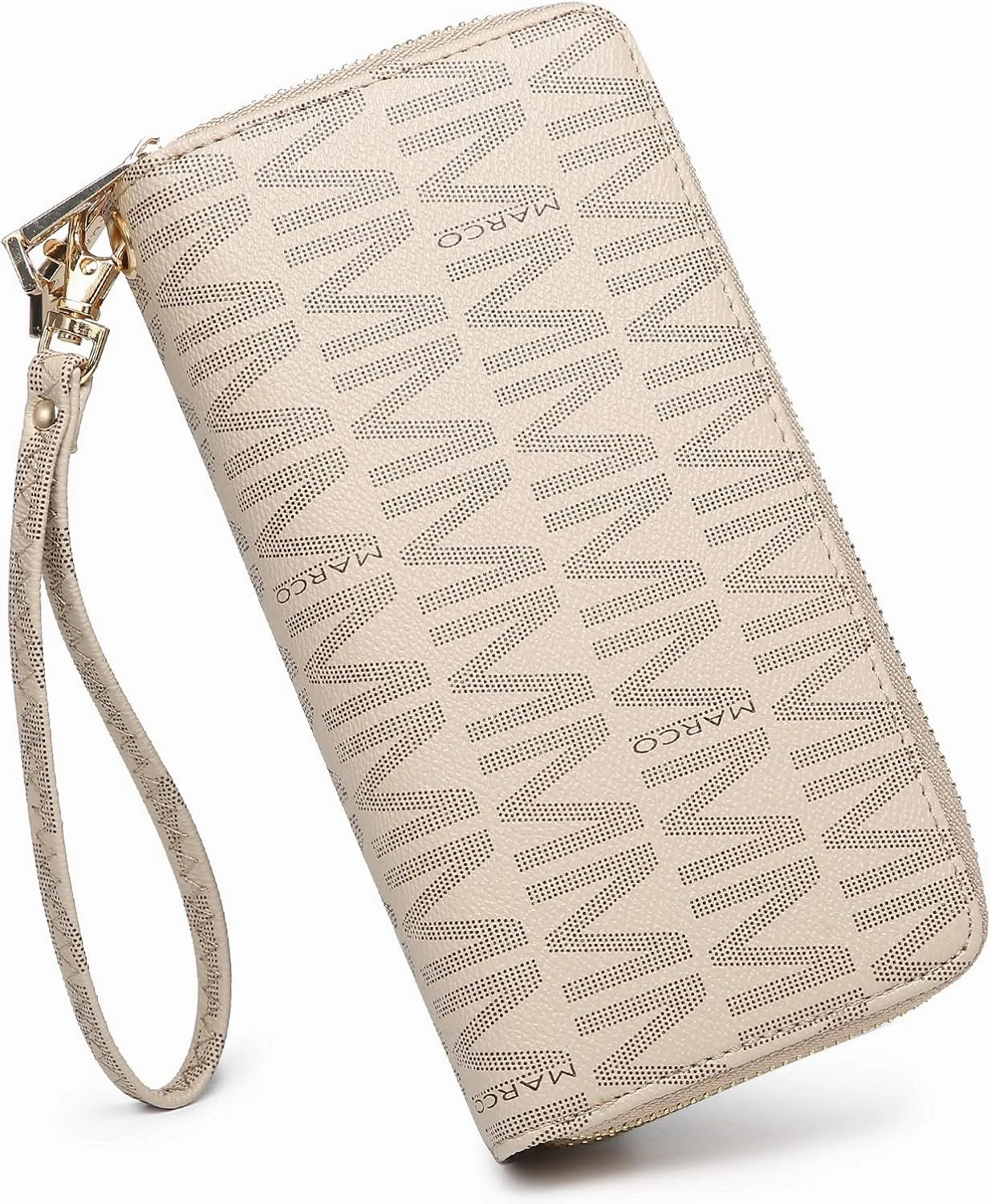 MKP COLLECTION Womens Fashion Double Zip Around Wallet Long Purse Credit Card Holder Bifold Ladies Cluth Wristlet Wrist Strap