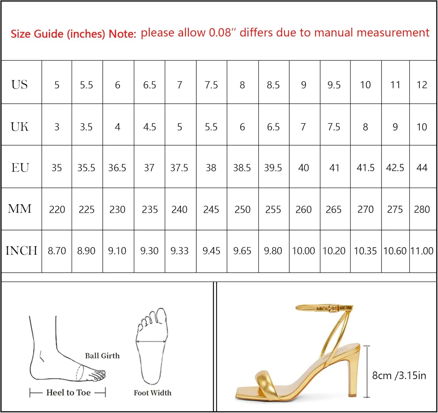 Modatope Womens Heels Square Open Toe Strappy High Heels Ankle Strap Heeled Sandals for Women Party Wedding Daily Wear