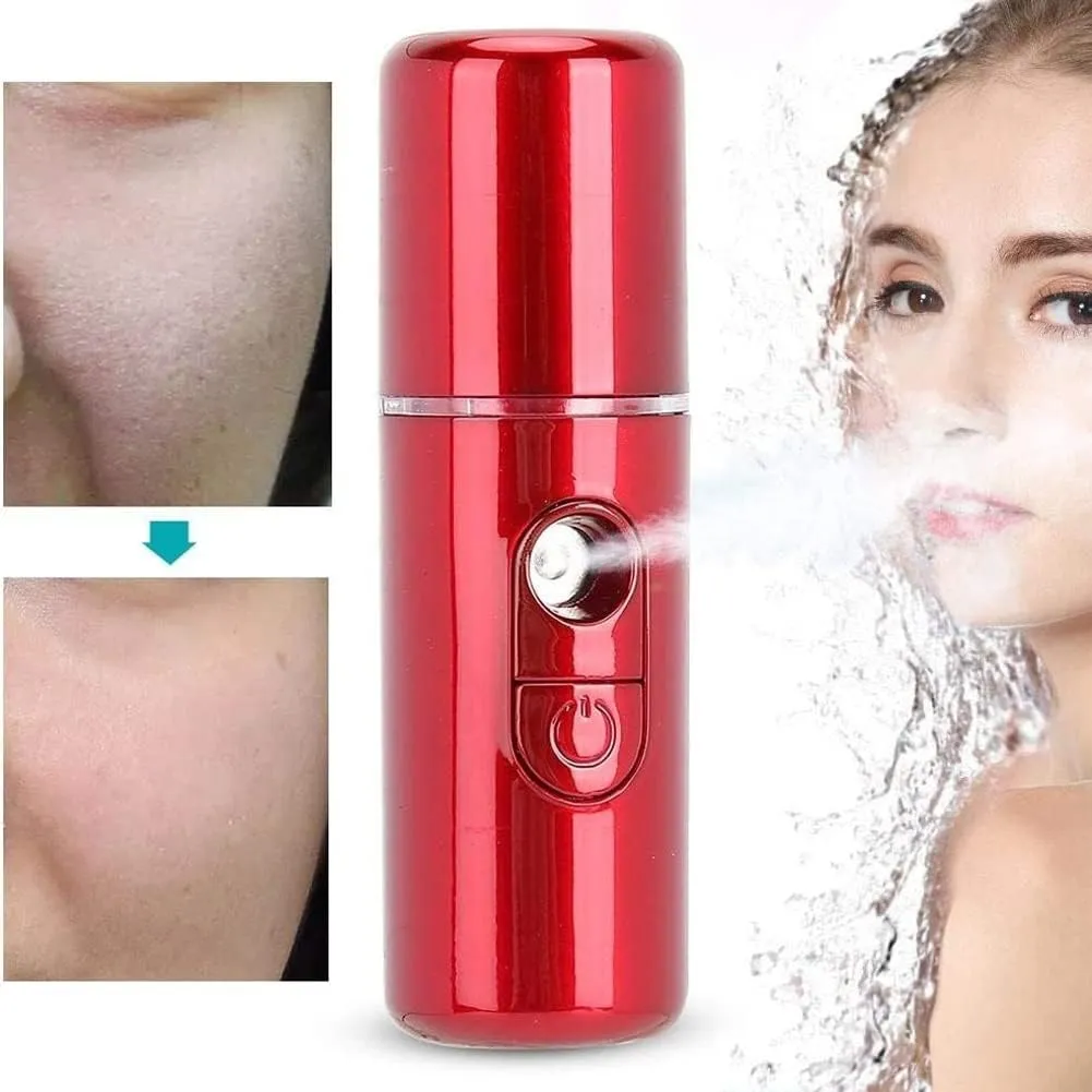 Moisturizing Atomization Humidifier Cool Mist Facial Steamer Handy Mist Sprayer Moisturizing & Hydrating for Skin Care, Makeup, Eyelash Extensions Gift for Lover (Color : Pink)