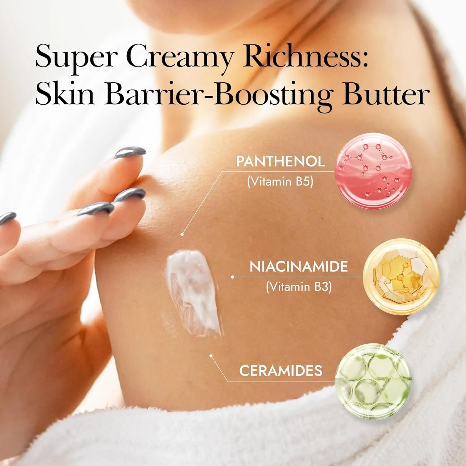 Moisturizing Body Butter – Rich Body Cream with Shea Butter, Ceramides, Collagen & Vitamin B5 to Repair & Soften Dry, Cracked Skin (Gold, 7.0 fl oz)