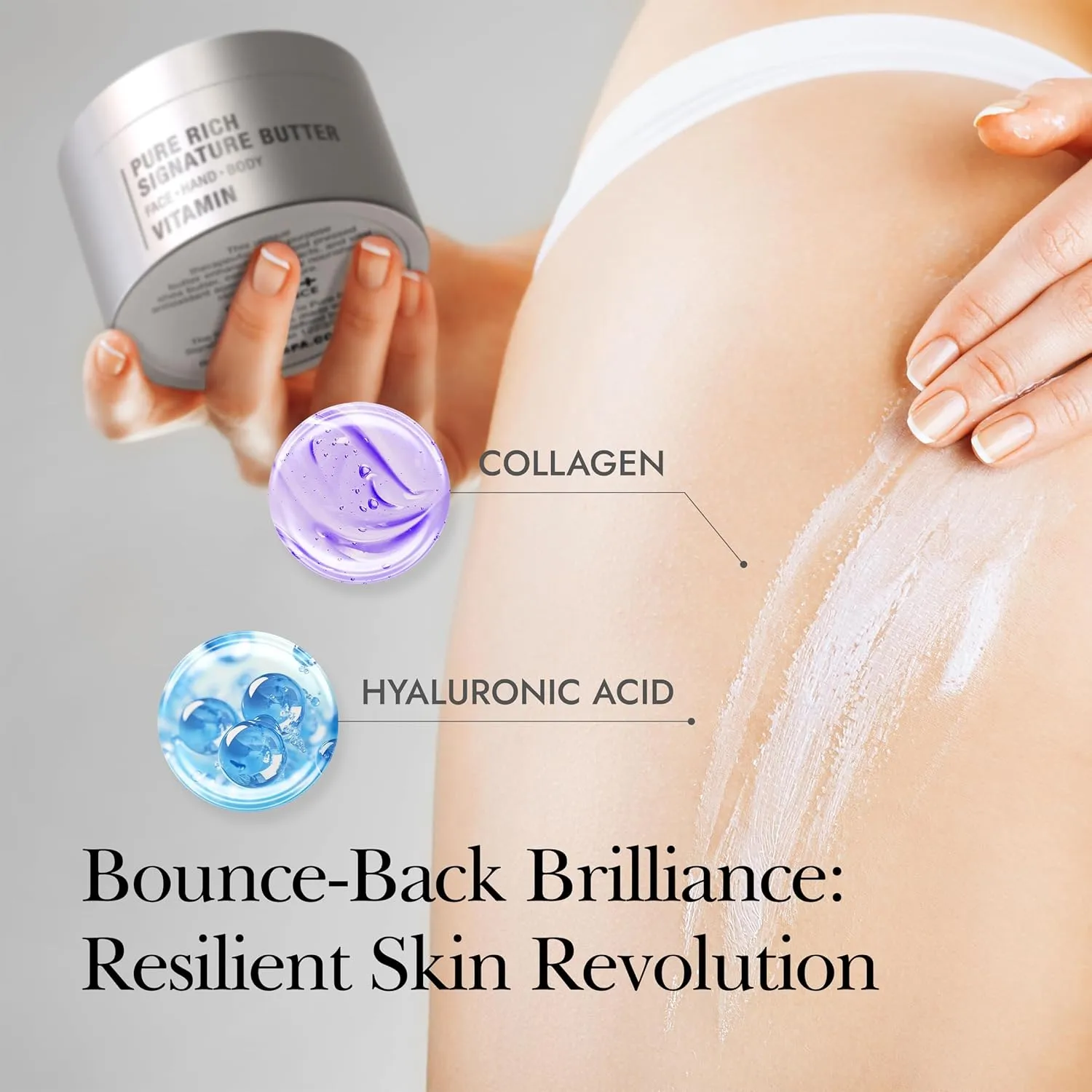 Moisturizing Body Butter – Rich Body Cream with Shea Butter, Ceramides, Collagen & Vitamin B5 to Repair & Soften Dry, Cracked Skin (Gold, 7.0 fl oz)
