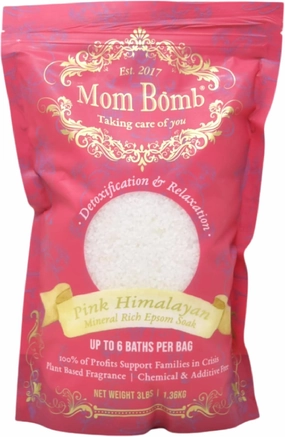 Mom Bomb Pink Himalayan Epsom Salt Bath Soak with Essential Oils, Clean Ingredients - Soothe & Relax Spa Day Essentials for Bath Shower & Foot Relief, Made in USA, 3 lbs