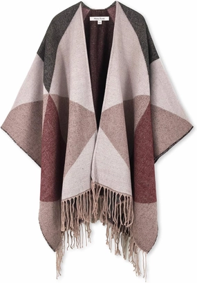 Moss Rose Women's Travel Plaid Shawl Wrap Open Front Poncho Cape for Fall Winter