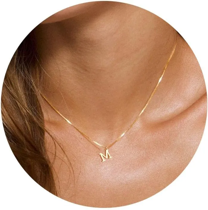 Mothers Day Gifts Gold Initial Necklaces for Women, Dainty Gold Letter Necklace Tiny A-Z Pendant Choker Necklace Trendy Cute Personalized Monogram Name Necklace Gold Jewelry Necklace for Women Gift