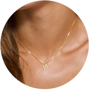 Mothers Day Gifts Gold Initial Necklaces for Women, Dainty Gold Letter Necklace Tiny A-Z Pendant Choker Necklace Trendy Cute Personalized Monogram Name Necklace Gold Jewelry Necklace for Women Gift