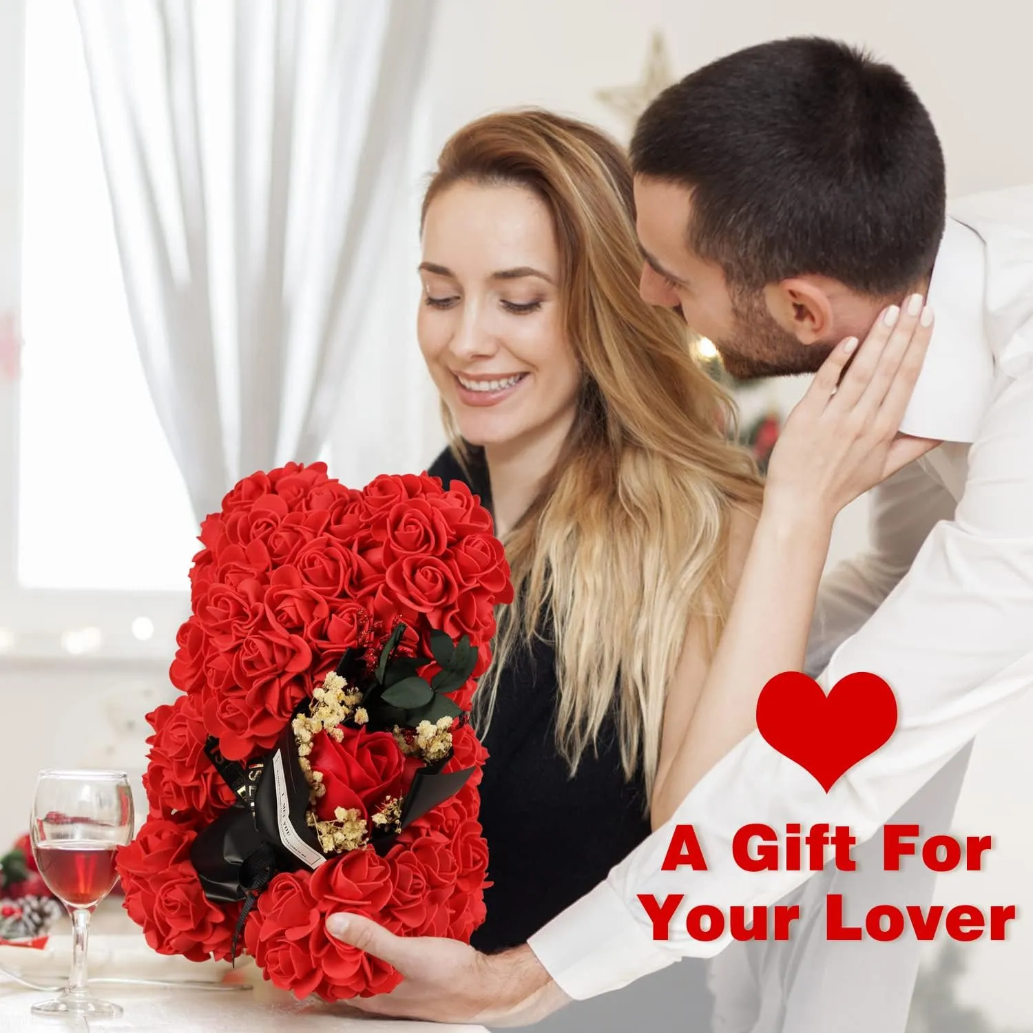 Mothers Day Rose Gifts for Mom, Rose Bear Birthday Gift for Women, Artificial Flowers Rose Teddy Bear with Bouquet,Greeting Card,Mother's Day Rose Gifts for Women Wife Mom Grandma