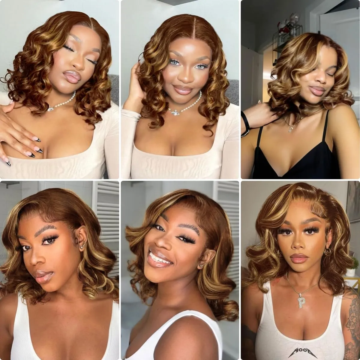 mscoco Bob Wig Human Hair 5×6 Body Wave HD Lace Front Wigs Pre-bleached knots Bob Wig Human Hair Glueless 4/27 Wigs Human Hair for Black Women Body Wave Wig 14Inch