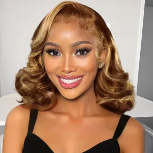 mscoco Bob Wig Human Hair 5×6 Body Wave HD Lace Front Wigs Pre-bleached knots Bob Wig Human Hair Glueless 4/27 Wigs Human Hair for Black Women Body Wave Wig 14Inch