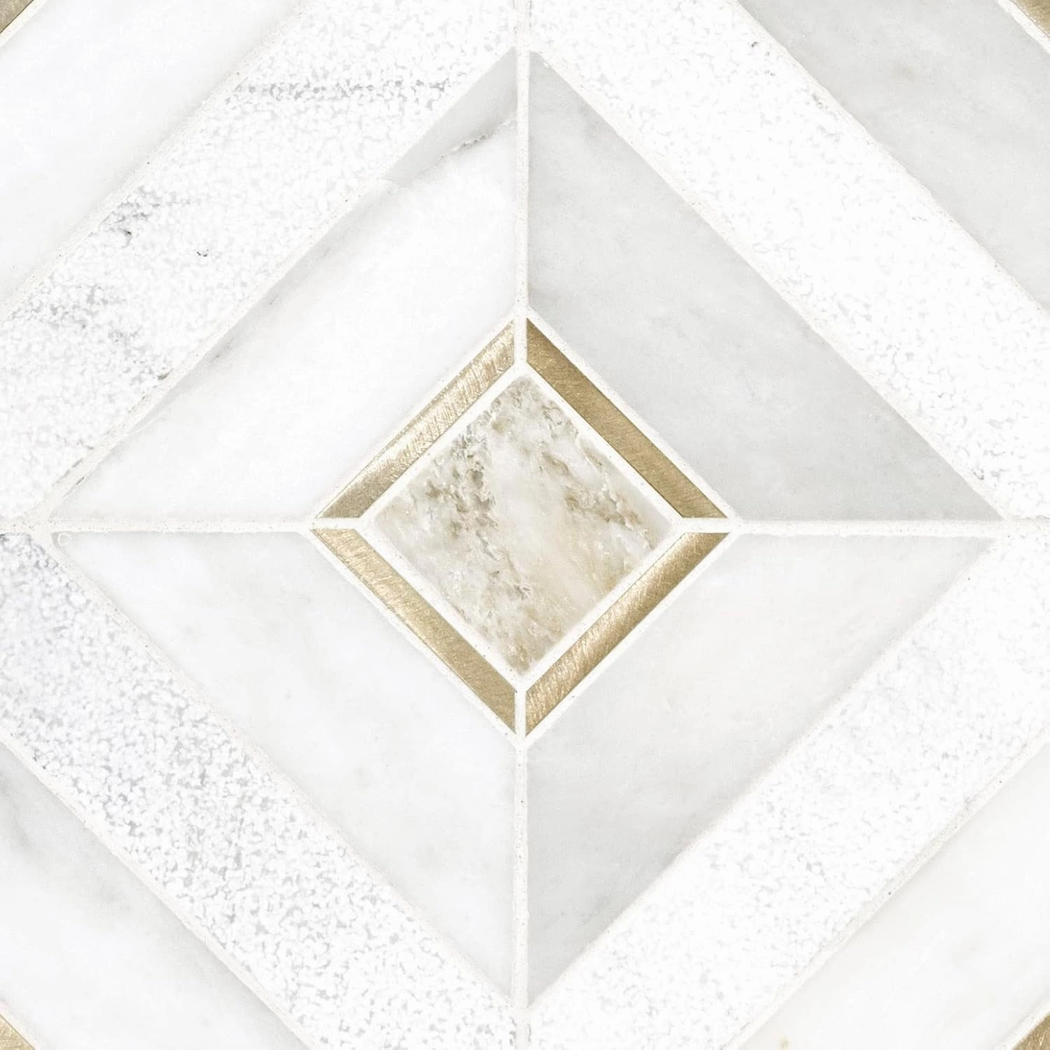 MSI Verona Gold Pattern x 11.85 in. Marble Mesh-Mounted Mosaic Wall Bathroom, Floor, Kitchen Backsplash and Countertop Tile Geometric, Gray, White, 9 Square Feet