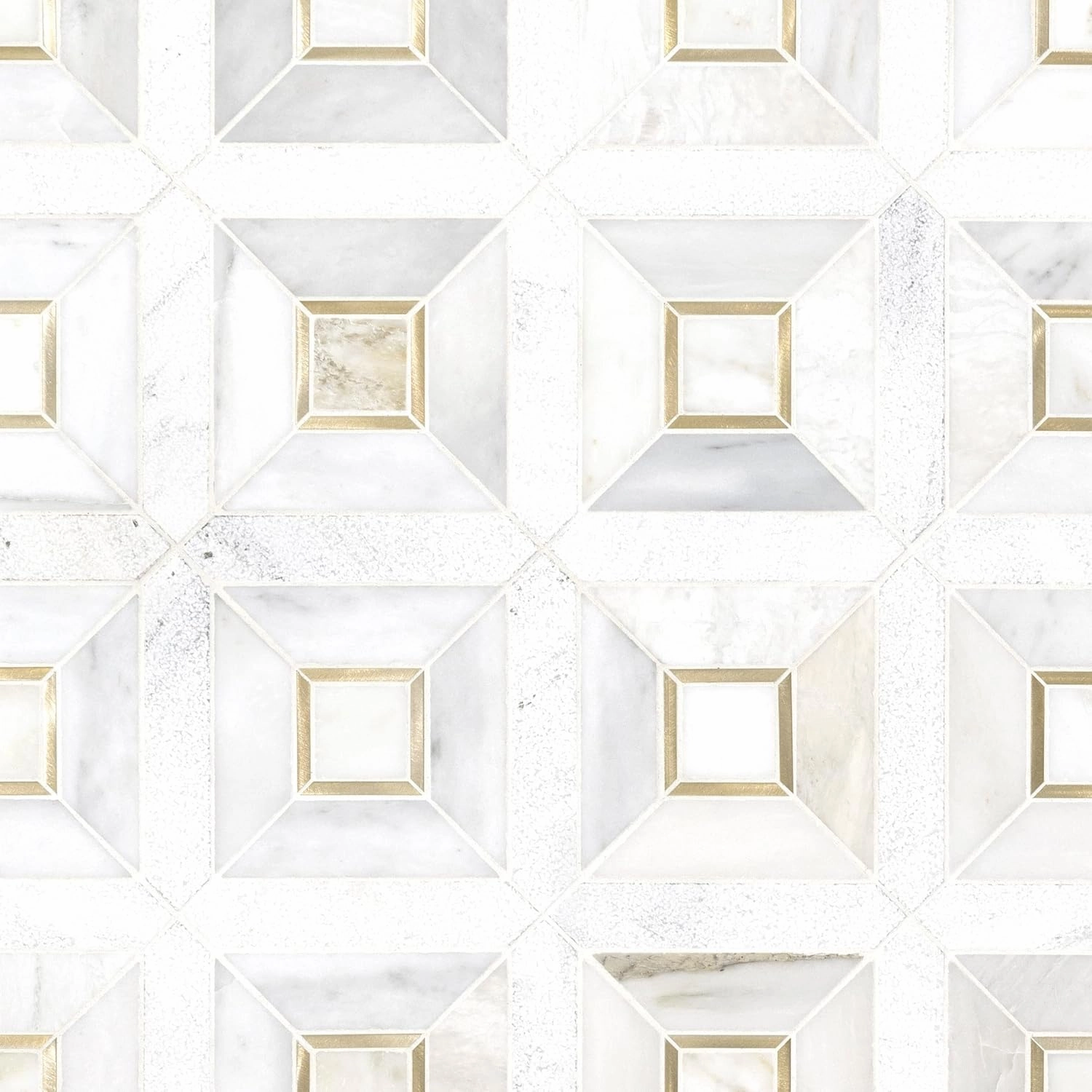 MSI Verona Gold Pattern x 11.85 in. Marble Mesh-Mounted Mosaic Wall Bathroom, Floor, Kitchen Backsplash and Countertop Tile Geometric, Gray, White, 9 Square Feet