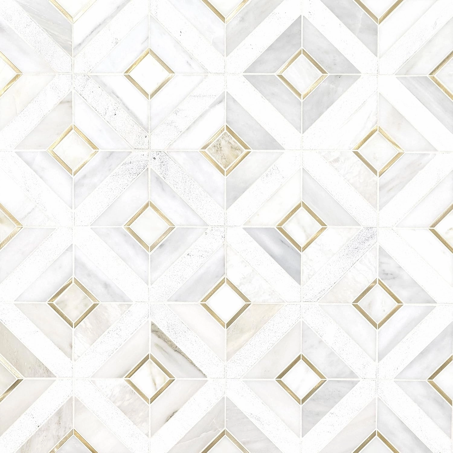 MSI Verona Gold Pattern x 11.85 in. Marble Mesh-Mounted Mosaic Wall Bathroom, Floor, Kitchen Backsplash and Countertop Tile Geometric, Gray, White, 9 Square Feet