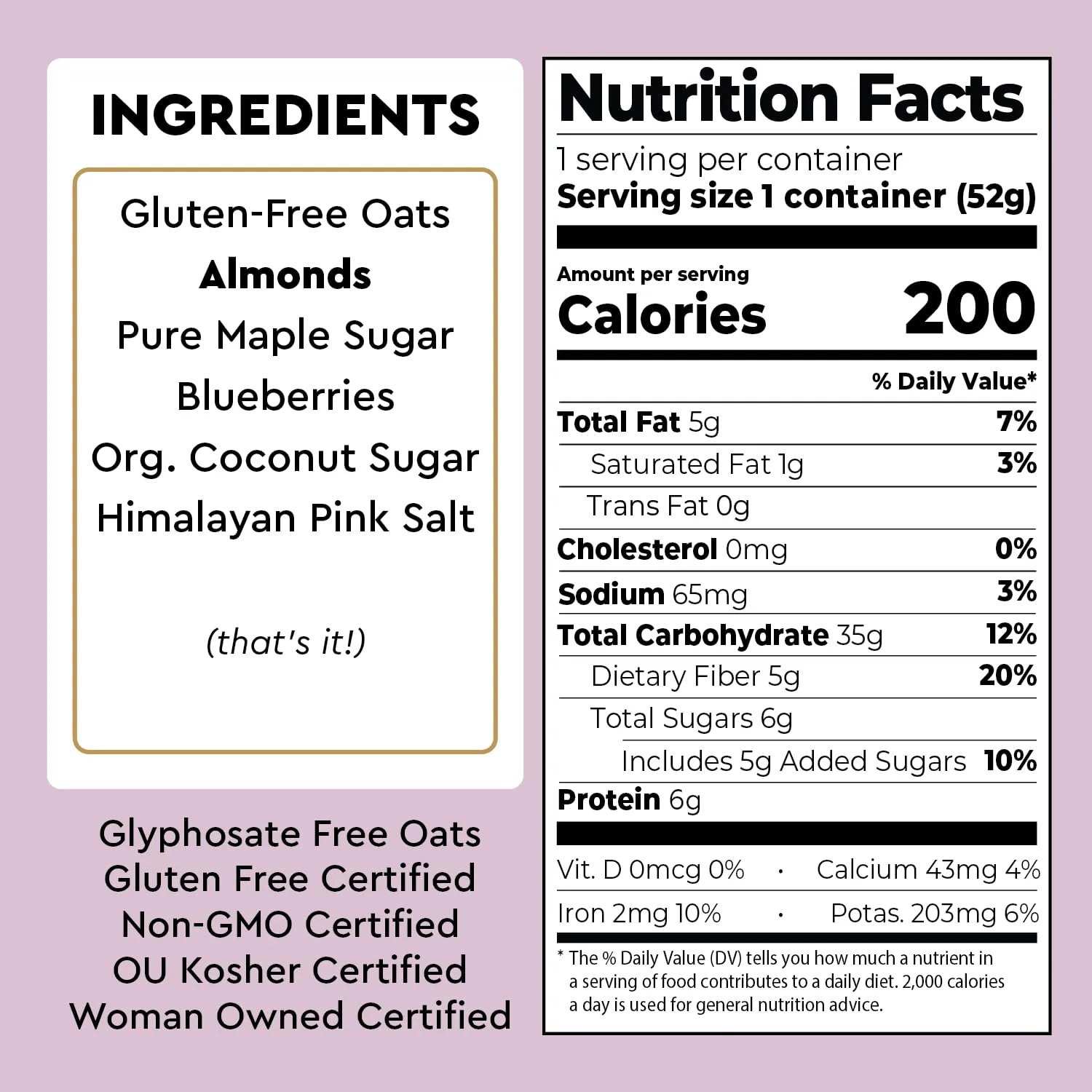 Mylk Labs Blueberry Maple Protein Oatmeal Cups, Whole Grain, Low Sugar, High Fiber Breakfast with Superfoods, Quick & Easy, On the Go, Instant Oatmeal, Rolled Oats, Gluten Free, Vegan, Nut Free, 6 Pack