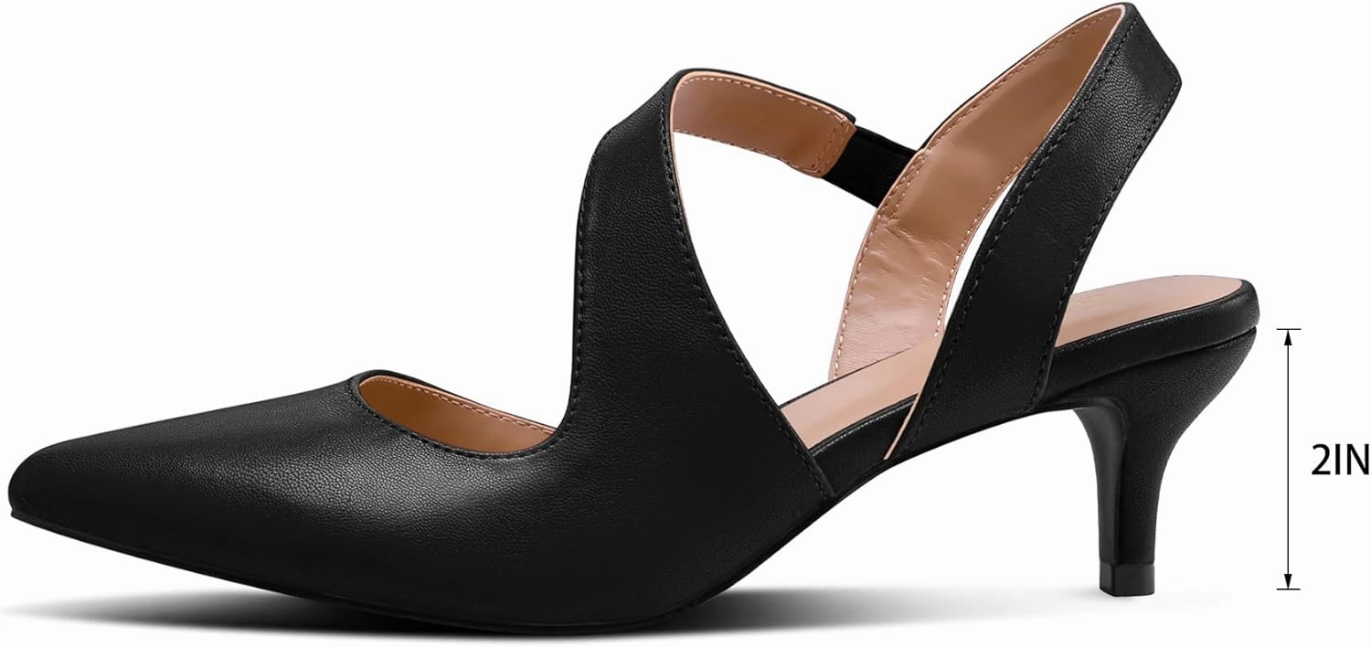 mysoft Women's Dress Shoes Low Heels 2 inch Kitten Pumps Slingback Wedding Party Medium/Wide Width Shoes