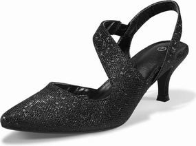 mysoft Women's Pumps 2 inch Low Heel Pointed Toe Slingback Wedding Party Dress Shoes