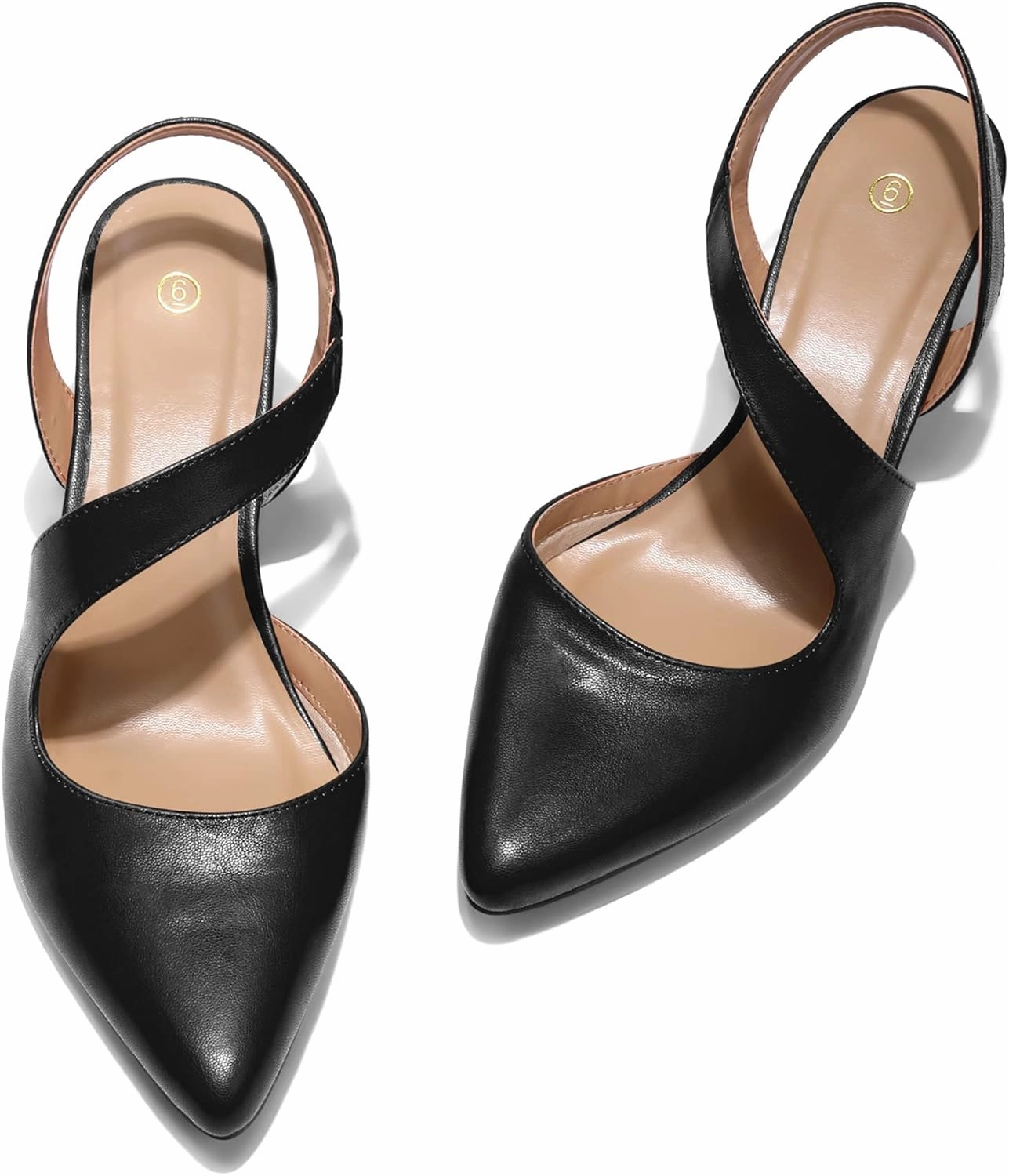 mysoft Women's Pumps 2 inch Low Heel Pointed Toe Slingback Wedding Party Dress Shoes