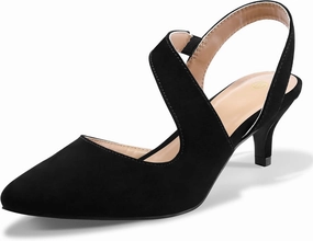 mysoft Women's Pumps 2 inch Low Heel Pointed Toe Slingback Wedding Party Dress Shoes